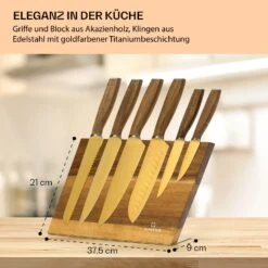 Kazuno Messerset 7 Teile Magnetischer Block PVD Titanium-Beschichtung -Küchengeräte 10040726 de 0007 usp