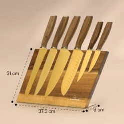 Kazuno Messerset 7 Teile Magnetischer Block PVD Titanium-Beschichtung -Küchengeräte 10040726 yy 0011 dimensions
