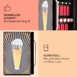 Beersafe 70 Birra Edition Kühlschrank 70 Liter 3 Böden Glas Edelstahl -Küchengeräte 10041178 de 0004 usp