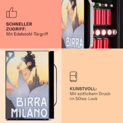 Beersafe 70 Birra Milano Edition Kühlschrank 70 Liter 3 Böden Panoramaglastür Edelstahl -Küchengeräte 10041180 de 0004 usp