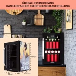 Beersafe 70 Birra Milano Edition Kühlschrank 70 Liter 3 Böden Panoramaglastür Edelstahl -Küchengeräte 10041180 de 0007 usp