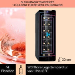 Barolo 14 Slim Uno Weinkühlschrank 46 Ltr 14 Flaschen 11-18°C SingleZone -Küchengeräte 10041206 de 0003 usp