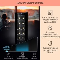 Barolo 14 Slim Uno Weinkühlschrank 46 Ltr 14 Flaschen 11-18°C SingleZone -Küchengeräte 10041206 de 0004 usp