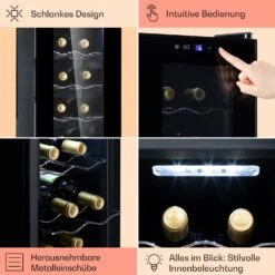 Barolo 14 Slim Uno Weinkühlschrank 46 Ltr 14 Flaschen 11-18°C SingleZone -Küchengeräte 10041206 de 0005 usp