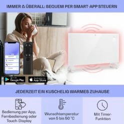 Bansin Crystal Smart Konvektions-Heizgerät 1500W 5 - 50 °C App-Steuerung -Küchengeräte 10041210 de 0003 usp