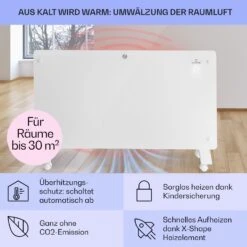 Bansin Crystal Smart Konvektions-Heizgerät 1500W 5 - 50 °C App-Steuerung -Küchengeräte 10041210 de 0004 usp
