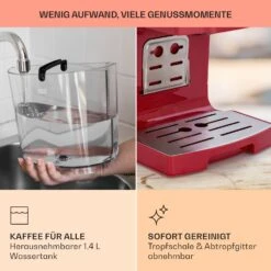 BellaVita Kaffeemaschine 3-in-1 1450 W 20 Bar Milchschäumer 12 BellaVita Kaffeemaschine 3-in-1 1450 W 20 Bar Milchschäumer -Küchengeräte 10041240 de 0006 usp