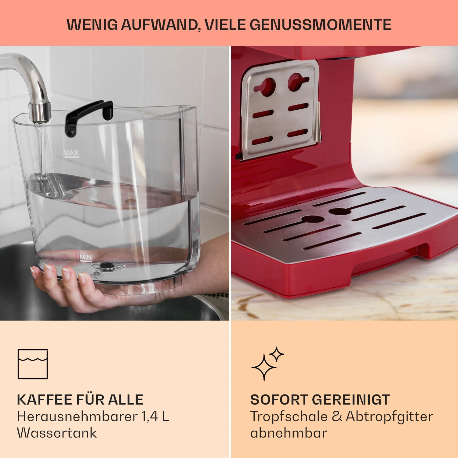 BellaVita Kaffeemaschine 3-in-1 1450 W 20 Bar Milchschäumer 6 BellaVita Kaffeemaschine 3-in-1 1450 W 20 Bar Milchschäumer – Bild 6