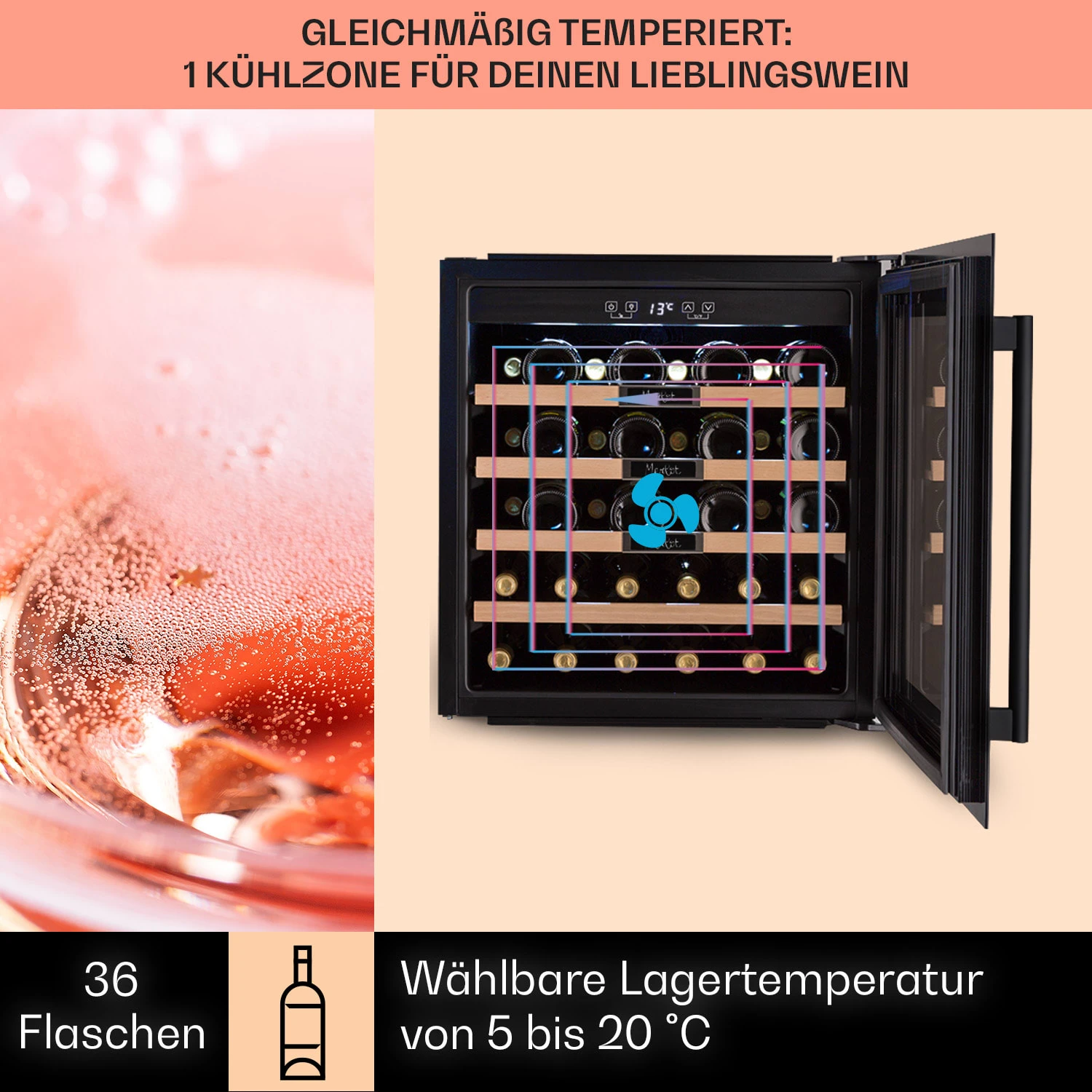 Vinsider 36 Built-In Uno Einbau-Weinkühlschrank 36 Flaschen 92 Ltr Edelstahl 3 Vinsider 36 Built-In Uno Einbau-Weinkühlschrank 36 Flaschen 92 Ltr Edelstahl – Bild 3