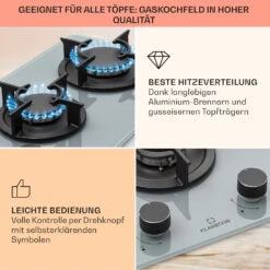 Firetale Gaskochfeld 2-flammig Aluminium-Brenner Erdgas/Propangas Inkl. Schlauch Und Druckminderer -Küchengeräte 10041301 de 0004 usp