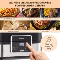 Combo Air Grill-Heißluftfritteuse 5 Programme 1500 Watt 4,5 L Grillkorb 2,5 L Frittierkorb 9 Combo Air Grill-Heißluftfritteuse 5 Programme 1500 Watt 4,5 L Grillkorb 2,5 L Frittierkorb -Küchengeräte 10041330 de 0003 usp