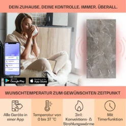 Wonderwall Santorini Smart Infrarot-Heizung 120x60cm 1000W Wochentimer IP24 -Küchengeräte 10041819 de 0003 usp