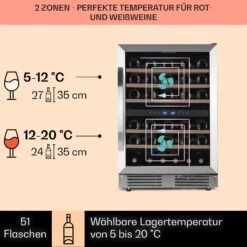 Vinovilla 50 Duo Zweizonen-Weinkühlschrank 53l 17 Fl. 3-Farben Glastür -Küchengeräte 10041900 de 0003 usp