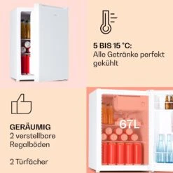 Fargo 67 Kühlschrank Minibar 67 Liter / 4 Liter Gefrierfach Kompakt -Küchengeräte 10045043 de 0004 usp