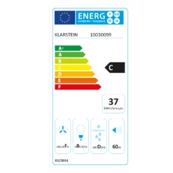 Lorea 60 Dunstabzugshaube Inklusive 2 X Aktivkohlefilter | Weiß -Küchengeräte 60002199 energy label