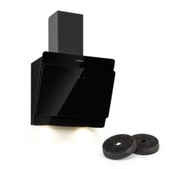 Aurica Dunstabzugshaube Umluftset 60cm Aktivkohlefilter Schwarz