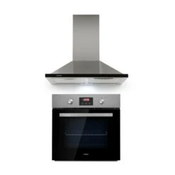 Kalahari Galina Einbau-Set Backofen + Abzugshaube 68Ltr 350 M³/h Schwarz Edelstahl